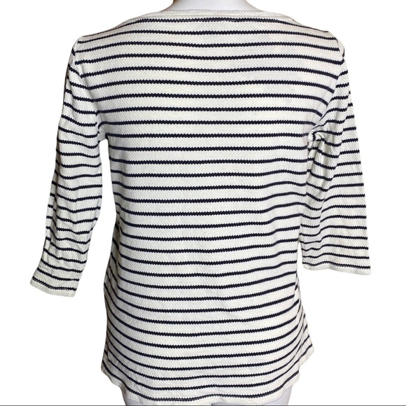 Talbots Top Stripes Grommet Laced Top Size 1X Fits Like 14 - Picture 5 of 7